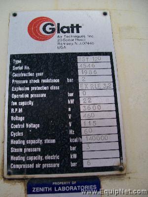 Glatt WST-120 Fluid Bed Dryer / FBD-101